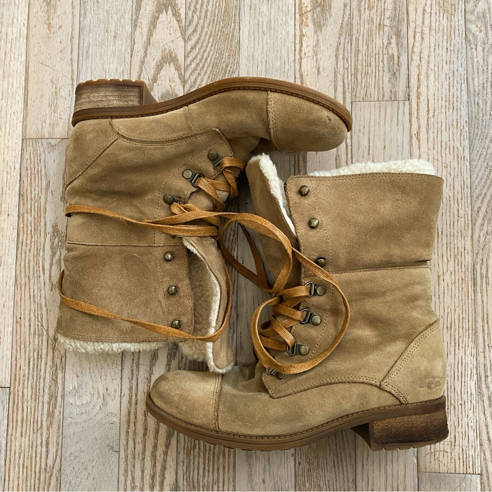 UGG Combat Suede Brown Lace-Up Boots, women’s 6.5 - Picture 5 of 8